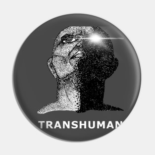 Transhuman Evolution of Man in Dystopian Future Artwork (black/white) Pin