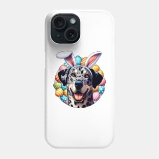 Catahoula Leopard Dog with Bunny Ears Celebrates Easter Phone Case