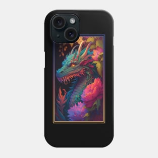 Dragon Vibrant Tropical Flower Tall Digital Oil Painting Portrait Phone Case