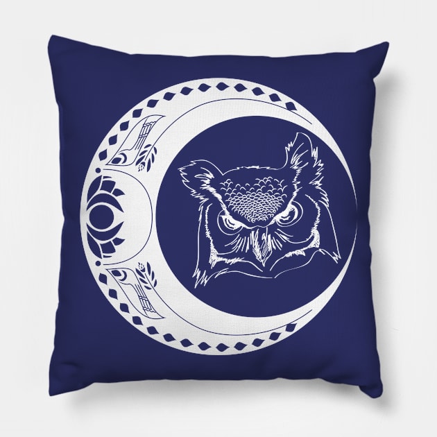 Owl and Moon Pillow by aglomeradesign