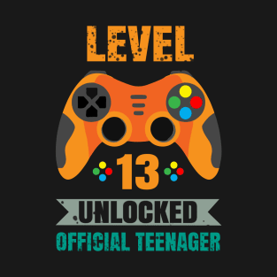 Official Teenager 13th Birthday Gift Level 13 Unlocked T-Shirt