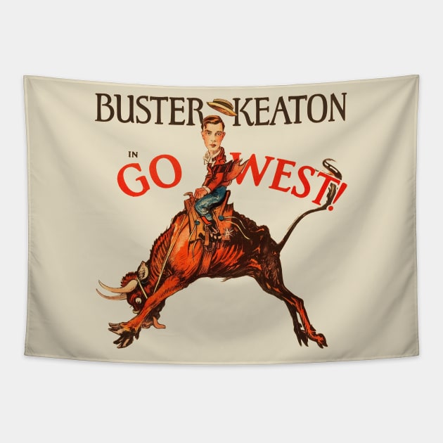 Buster Keaton in Go West! Tapestry by MovieFunTime