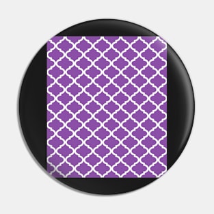 Plum Purple and White Quatrefoil Lattice Pattern Pin