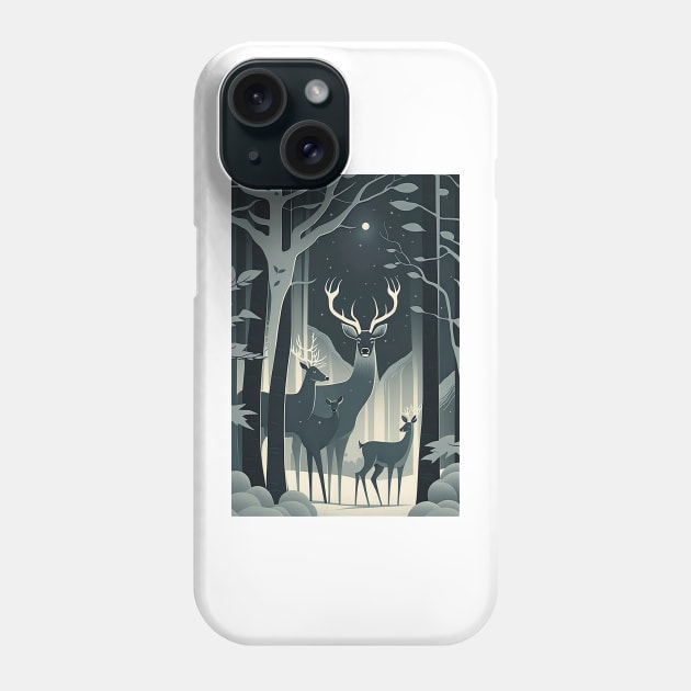 Family of Deer in the Forest at Winter Phone Case by YeCurisoityShoppe