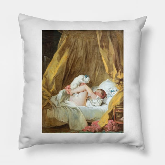 Girl with dog - Jean-Honoré Fragonard Pillow by themasters