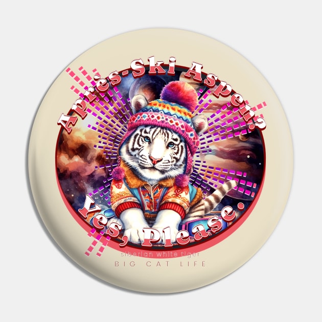 Apres-Ski Aspen Cosmic Beanie White Tiger 66T Pin by catsloveart