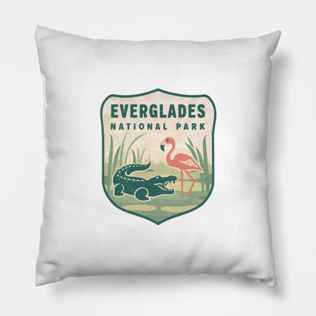 Everglades National Park Vintage Emblem Pillow by Perspektiva