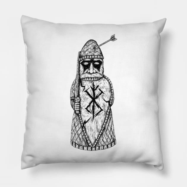 Viking Fury: Lewis Chessmen Berserker Design Pillow by Holymayo Tee