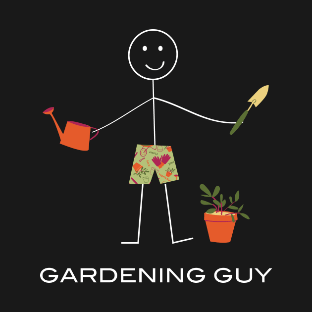 Funny Gardening Guy Stick Man Illustration by whyitsme