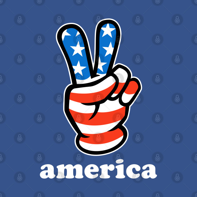 Disover American Flag Peace Sign Hand - America - T-Shirt