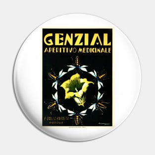 GENZIAL Aperitif Medicine Liqueur Italy Art Deco Advertisement Vintage Alcohol Pin