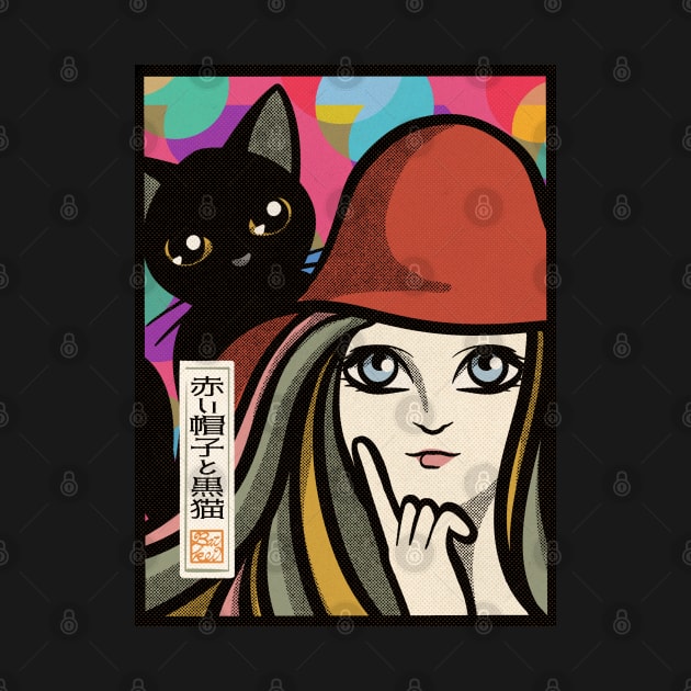 Red hat and black cat by BATKEI