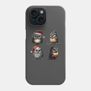 Beautiful owls pattern - Pixel art Phone Case