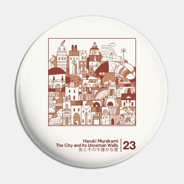 The City and Its Uncertain Walls - Minimalist Artwork Design Pin by saudade