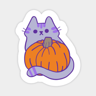 Purple Kitty with Pumpkin Magnet