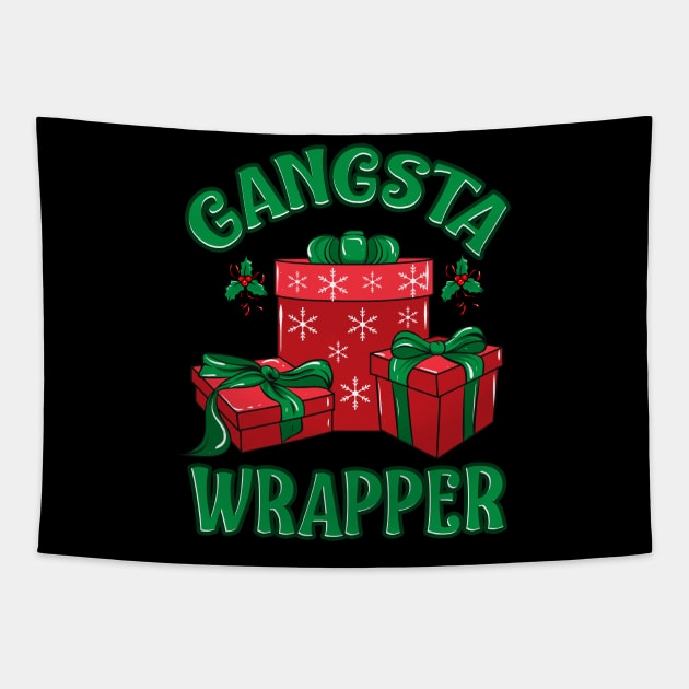 Xmas Gangsta Wrapper Funny Pun Christmas Gift Design Tapestry by Dr_Squirrel