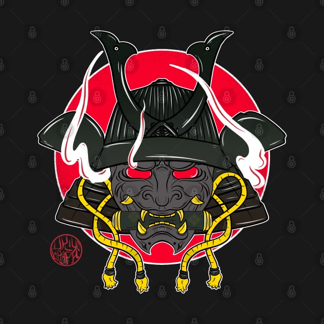 Hannya and samurai helmet by Ukiyograph