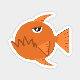 Piranha Fish Digital Illustration Magnet