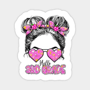 Kids Hello Third Grade Messy Bun Girls 3rd Grade Back To School Magnet