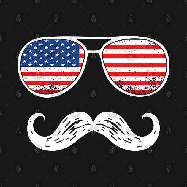 Mustache USA Sunglasses wht by Poppa's Designs