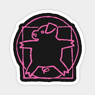 vitruvian pig - pink Magnet