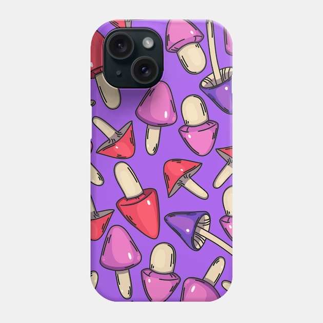 Lovely mushrooms. Purple background. Phone Case by 2dsandy