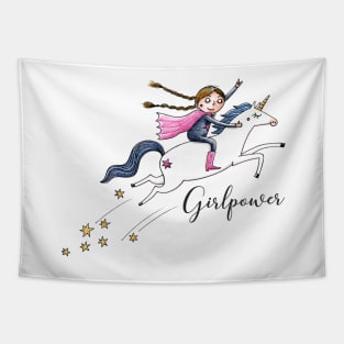 Girlpower - Einhorn - Unicorn Tapestry