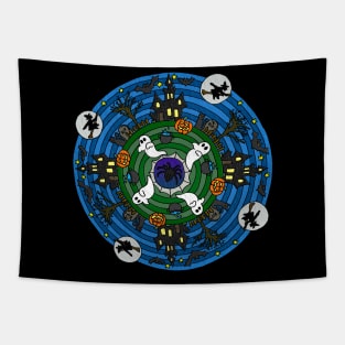 Halloween Themed Mandala Tapestry