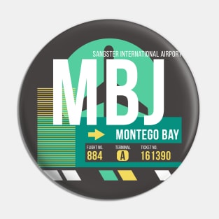 Montego Bay (MBJ) Airport // Retro Sunset Baggage Tag Pin