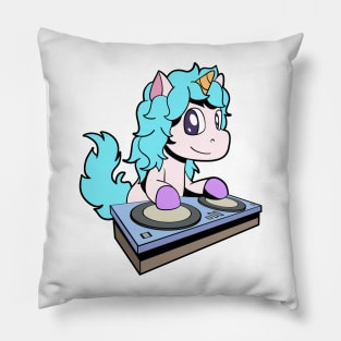 Cartoon Einhorn DJ at Turntable Pillow