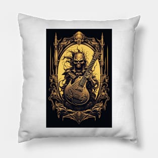 Black and gold metalhead Pillow