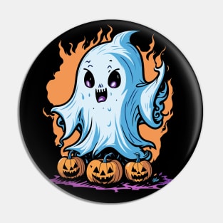 Ghostly Pumpkin Blaze - Fiery Halloween Pin