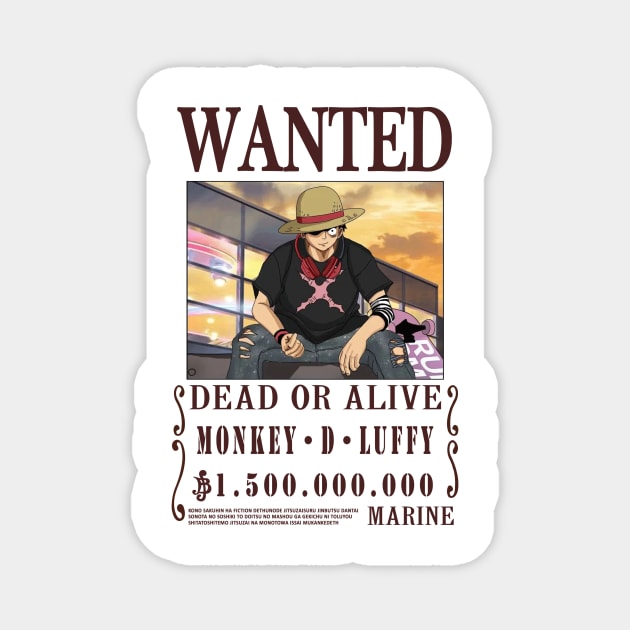 Monkey D Luffy One Piece Wanted Magnet by Teedream