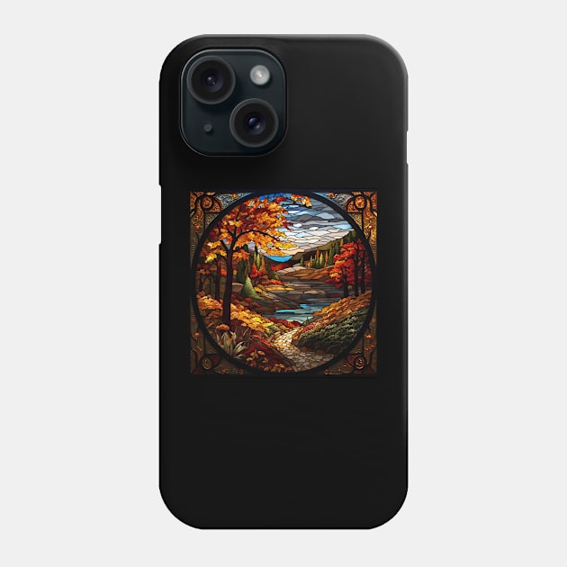 Stained Glass Window Of Autumn Scenery Phone Case by Chance Two Designs