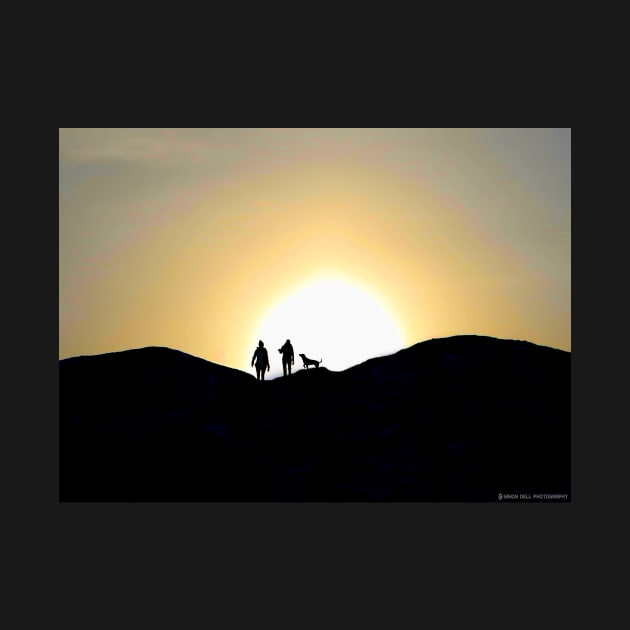 Silhouette of walkers  on the peak of mam tor derbyshire by Simon-dell