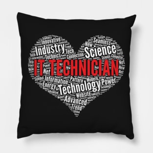 IT technician Heart Shape Word Cloud Design product Pillow