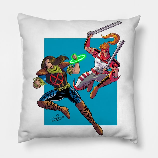 Classic Rictor and Shatterstar Pillow by sergetowers80