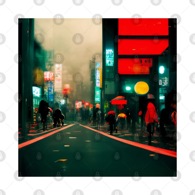 Tokyo street at night by endage