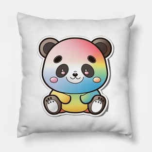 Cartoon Panda Rainbow Colourful Funny Kawaii Pillow