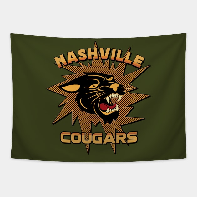Nashville Cougars Retro Team 1970's Style Full Color Design 2 Tapestry by SunGraphicsLab