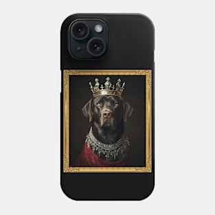 Majestic Chocolate Labrador Retriever - Medieval English Queen (Framed) Phone Case