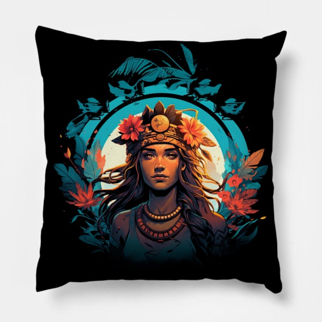 Tribal queen Pillow by Wavey's