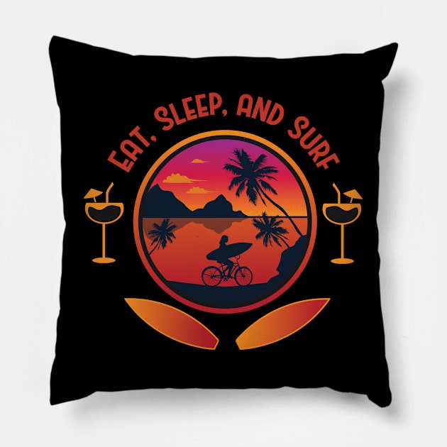 Summer Full Of Surfing Pillow by ZiaZiaShop