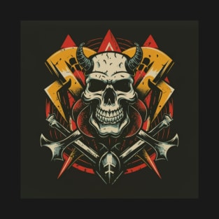 Skull Head Warrior Dark Fantasy Illustration T-Shirt