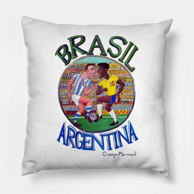 Brasil Argentina IV Pillow by diegomanuel