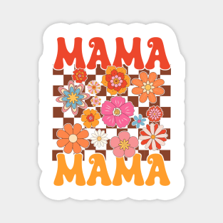 Cute Flower Groovy Mama Colorful Flowers Matching Family Magnet