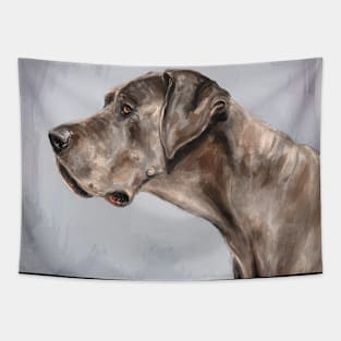 Painting of a Brown Great Dane on a Bright Lilac Background Tapestry