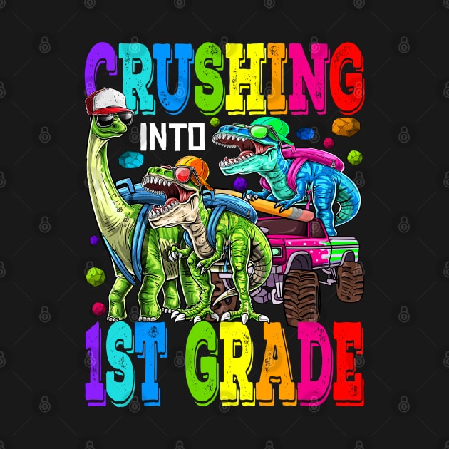 Crushing Into 1st Grade Monster Truck Dinosaur T Rex by eyelashget