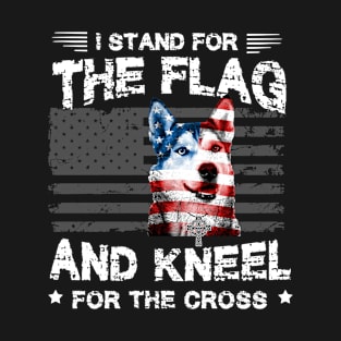 Siberian Husky Dog Stand For The Flag Kneel For Fallen Shirt T-Shirt