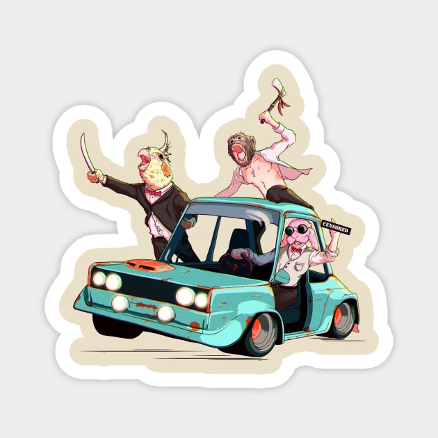 Animal road rage Magnet by animalartium@gmail.com